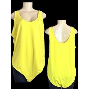 Torrid 4X Yellow Scoop Neck Front/Back Bodysuit Sleeveless Tank Design Cotton